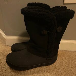 Crocs Women's 8 Boots Modessa Synth Winter Insulated Faux Fur Black Waterproof
